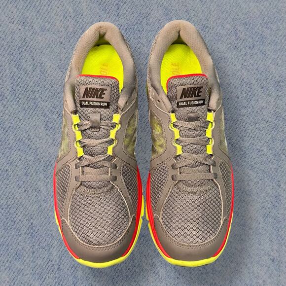 Nike Dual Fusion Run 2 Gray/ Yellow Neon Running Shoes - Men’s Size 9 - Picture 3 of 7